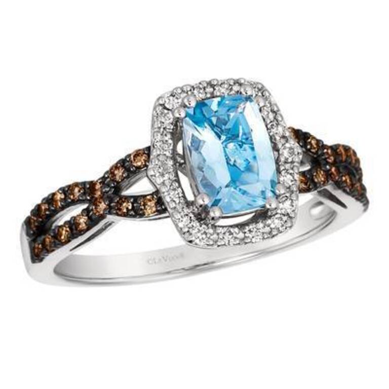 Le Vian Ring mit Meeresblauen Aquamarin-Aktdiamanten und schokoladenbraunen Diamanten im Angebot