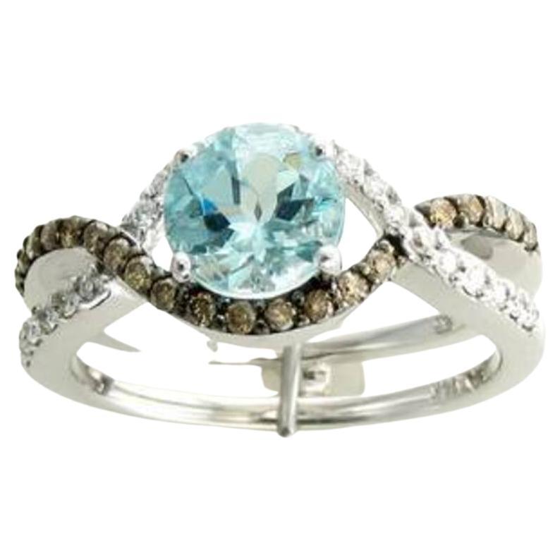 Le Vian Ring Featuring Sea Blue Aquamarine Vanilla Diamonds, Chocolate For Sale