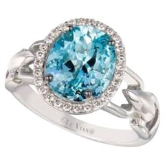 Le Vian Ring Featuring Sea Blue Aquamarine Vanilla Diamonds Set in 14K