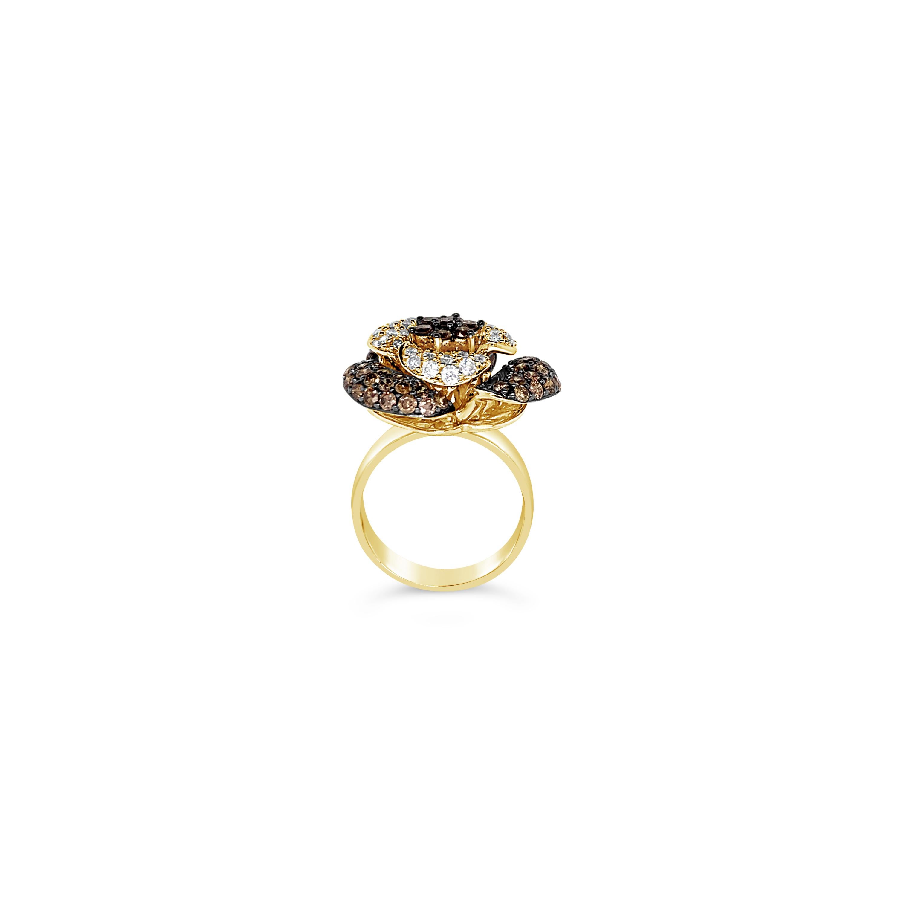 Le Vian® Ring featuring .56 cts. Vanilla Diamonds®, 1.76 cts. Chocolate Diamonds® set in 14K Honey Gold™

Diamonds Breakdown:
1.76 cts Brown Diamonds
.56 cts White Diamonds

Gems Breakdown:
None

Ring may or may not be sizable, please feel free to