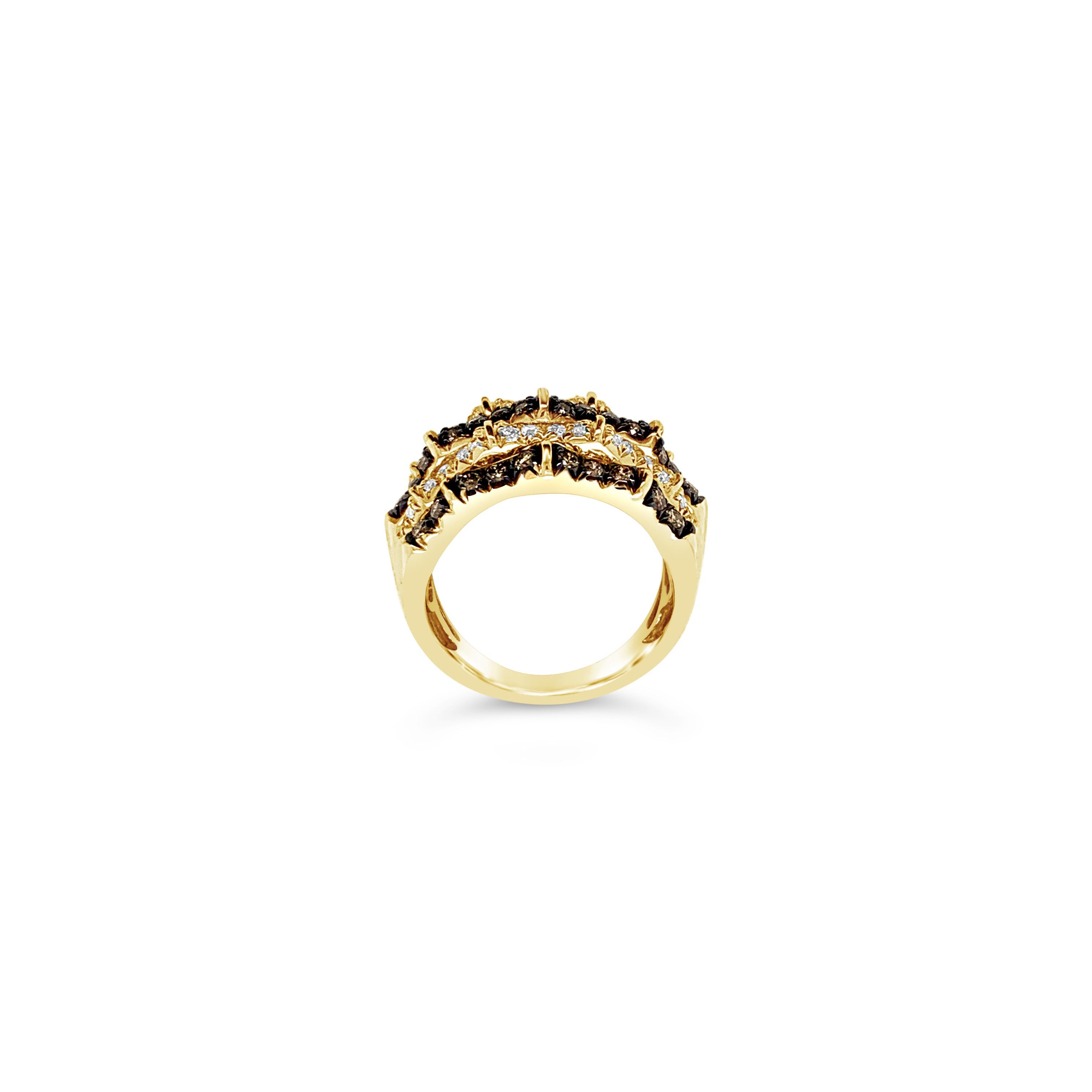 Le Vian® Ring featuring .46 cts. Vanilla Diamonds®, .81 cts. Chocolate Diamonds® set in 14K Honey Gold™

Diamonds Breakdown:
.81 cts Brown Diamonds
.46 cts White Diamonds

Gems Breakdown:
None

Ring may or may not be sizable, please feel free to