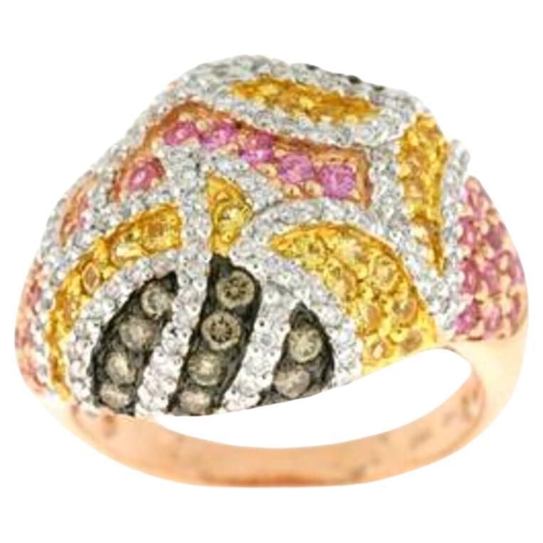 Le Vian Ring Featuring Yellow Sapphire, Bubble Gum Pink Sapphire Chocolate