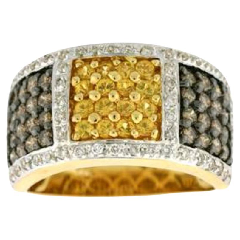 Le Vian Ring mit gelbem Saphir, Schokoladen-Diamanten und Vanille-Diamanten