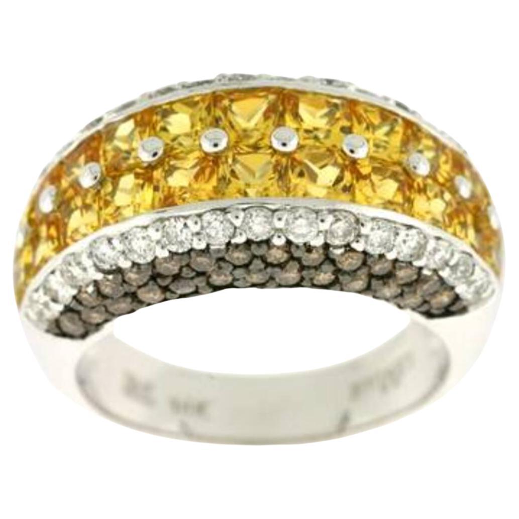 Ring von Le Vian mit gelben Saphiren, schokoladenbraunen Diamanten und Vanilla-Diamanten besetzt