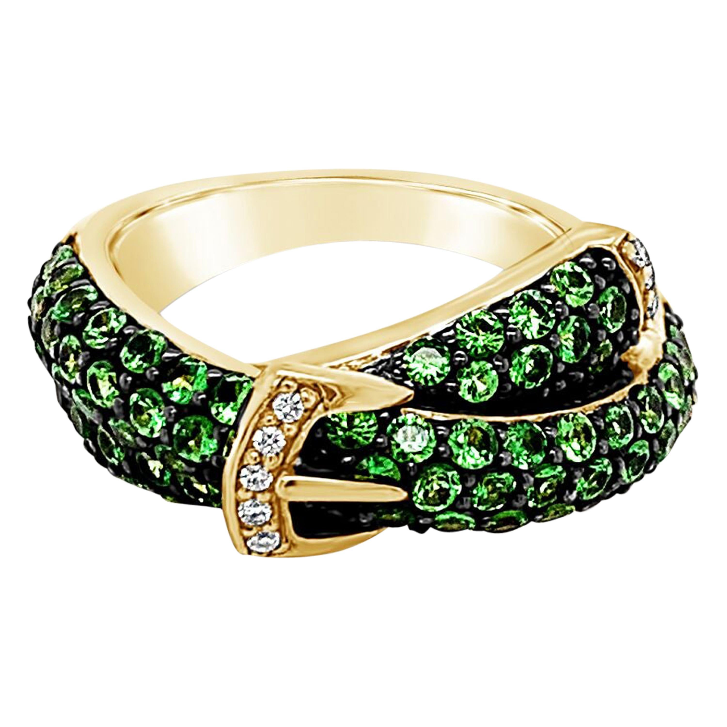 Le Vian Ring, Forest Green Tsavorite Vanilla Diamonds Set in 14 Karat Honey Gold