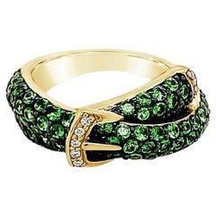 Used Le Vian Ring, Forest Green Tsavorite Vanilla Diamonds Set in 14K Honey Gold