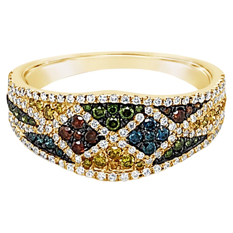 Le Vian Ring Multi-Color Fancy Diamonds in 14 Karat Yellow Gold at 1stDibs