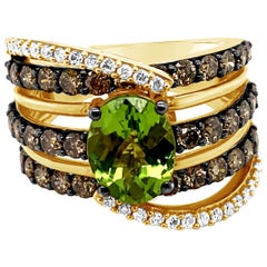 Le Vian Ring Peridot Chocolate Diamonds Vanilla Diamonds 14 Karat Honey Gold