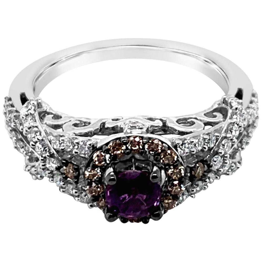 Le Vian Ring Purple Sapphire Chocolate Diamonds White Diamonds 14 Karat