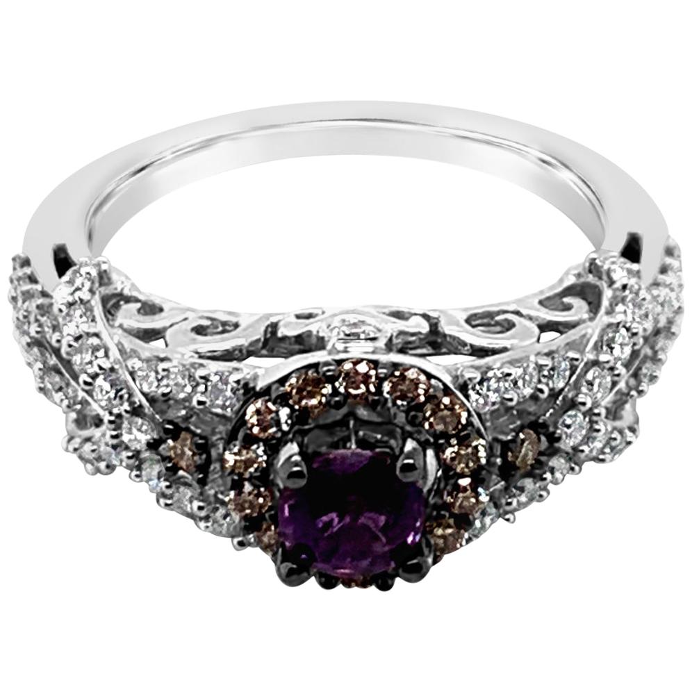 Le Vian Ring Purple Sapphire Vanilla Diamonds Chocolate Diamonds 14 Karat Gold