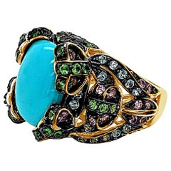 Le Vian Ring, Turquoise, Pink Sapphire, Blue Topaz, Tsavorite, 14K Honey Gold