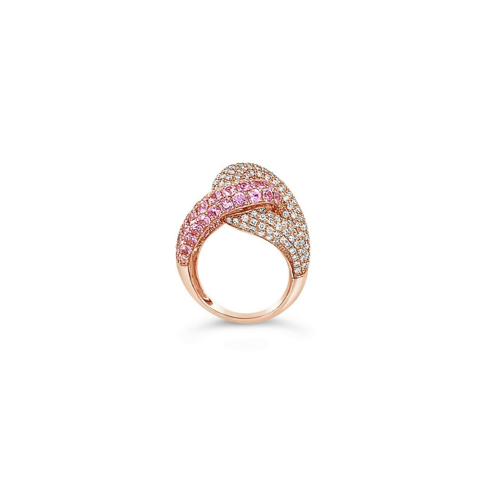 Le Vian Ring w/ Pink Sapphire, Vanilla Diamonds Set in 14K Strawberry Gold In New Condition For Sale In Great Neck, NY