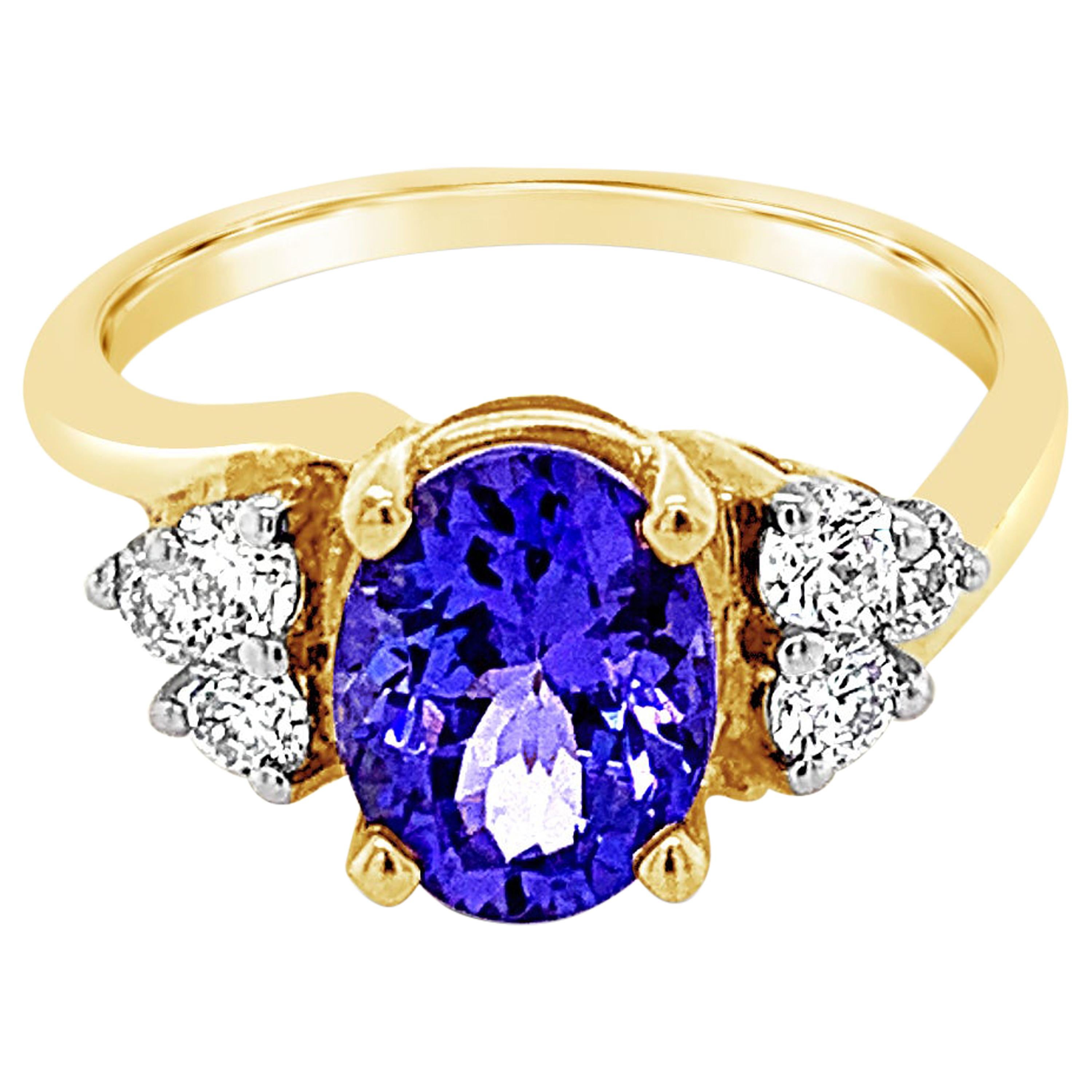 Le Vian Ring with Blueberry Tanzanite Vanilla Diamonds Set in 14k Honey Gold For Sale