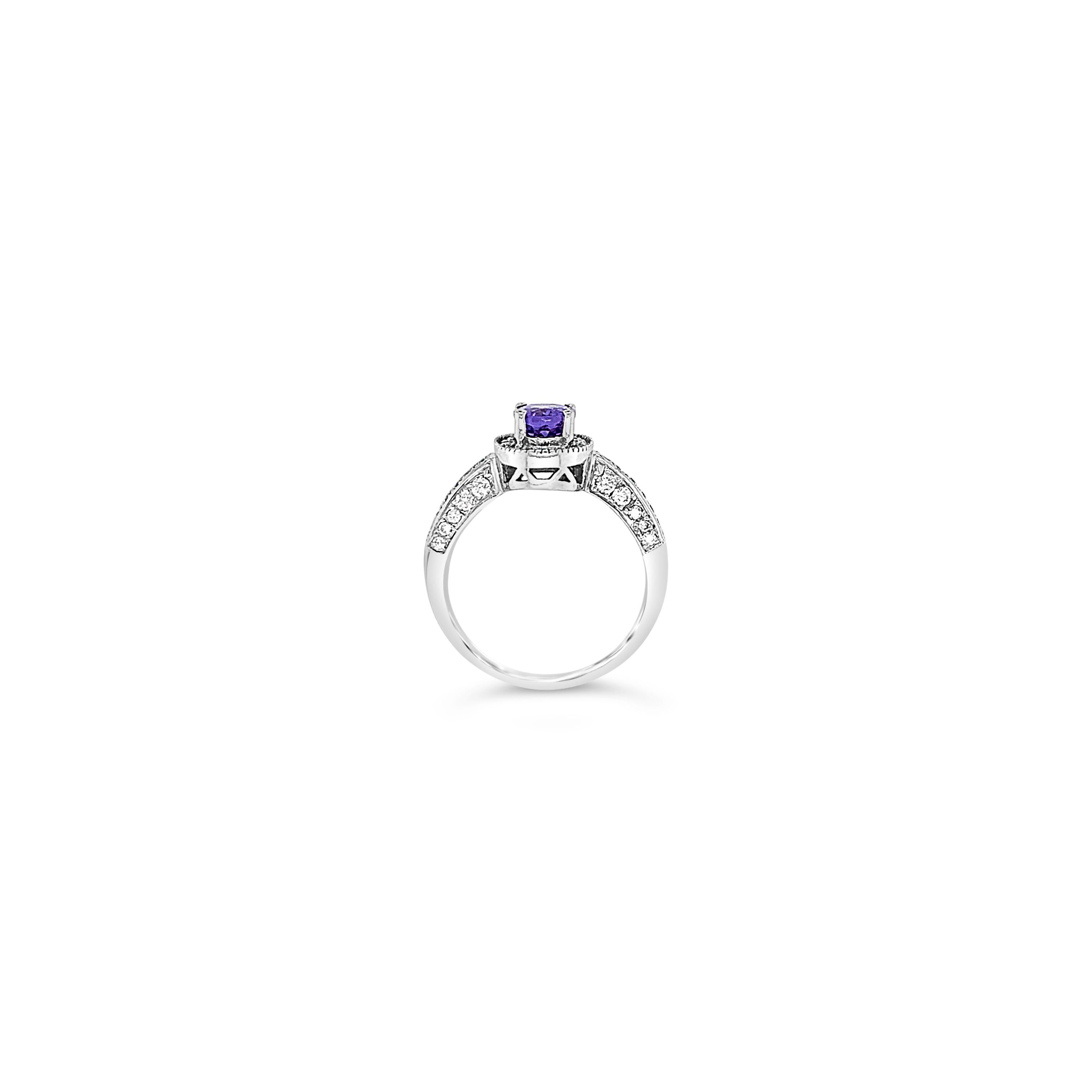 Le Vian® Ring featuring 1 cts. Blueberry Tanzanite®, 3/8 cts. Vanilla Diamonds® set in 14K Vanilla Gold®. Please feel free to reach out with any questions! Item comes with a Le Vian® jewelry box as well as a Le Vian® suede pouch! 