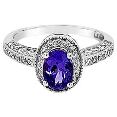 Anillo Le Vian con tanzanita arándano y diamantes vainilla engastado en oro vainilla de 14 quilates