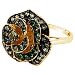 Le Vian Ring with Green Sapphire, Forest Green Tsavorite Set in 14K Honey Gold