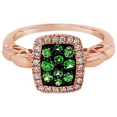 Le Vian Ring with Green Tsavorite, Vanilla Diamonds Set in 14K Strawberry Gold