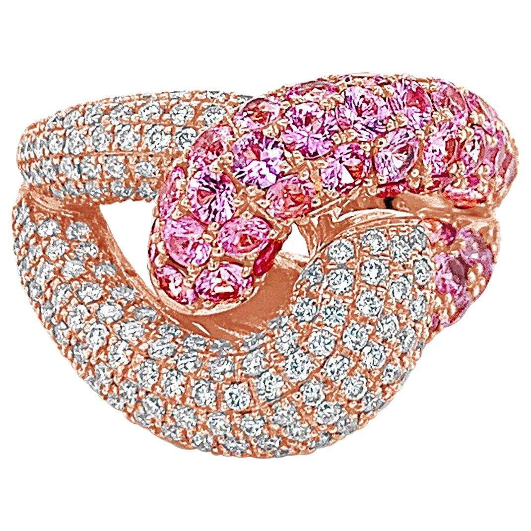 Le Vian Ring with Pink Sapphire Vanilla Diamonds Set in 14 Karat Strawberry Gold