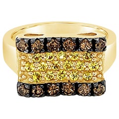 Le Vian Ring with Yellow Sapphire, Chocolate Diamonds Set in 14 Karat Honey Gold