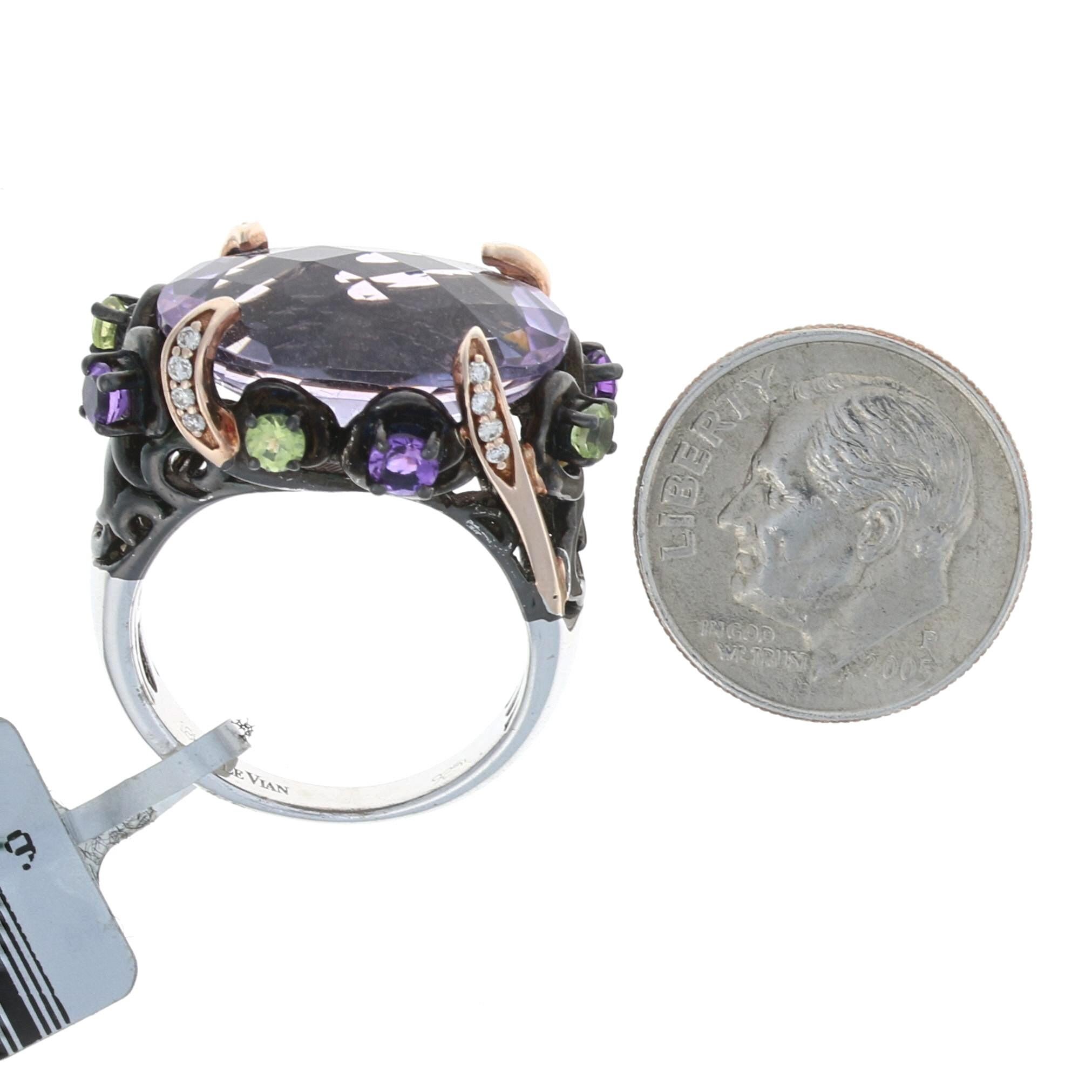 Le Vian Rose de France Amethyst Garnet Diamond Ring, Sterling 18k Gold 9.26ctw In New Condition In Greensboro, NC