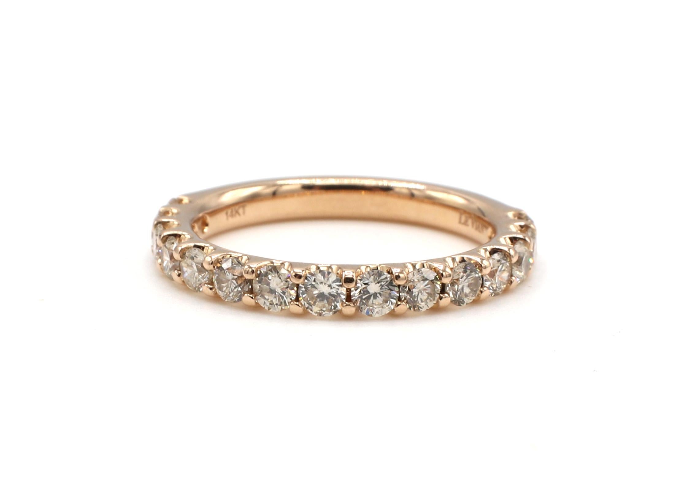 Le Vian Rose Gold 1.00 Carat Strawberry & Nude™ Diamond Wedding Band Ring
Metal: 14k rose gold 
Weight: 3.17 grams
Diamonds: Approx. 1 CTW 