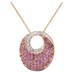 Tropfenhalskette von Le Vian aus Roségold mit rosa Saphiren und Diamanten in Pavéfassung