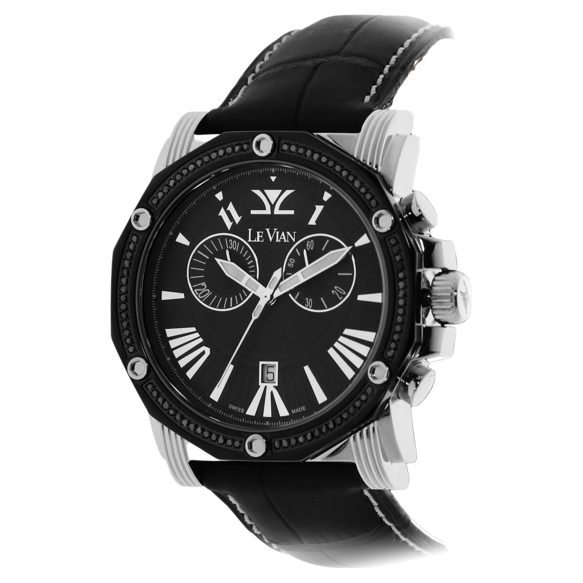 Le Vian Round Wristwatch of Blackberry Diamonds in Blackberry Stainless Steel For Sale