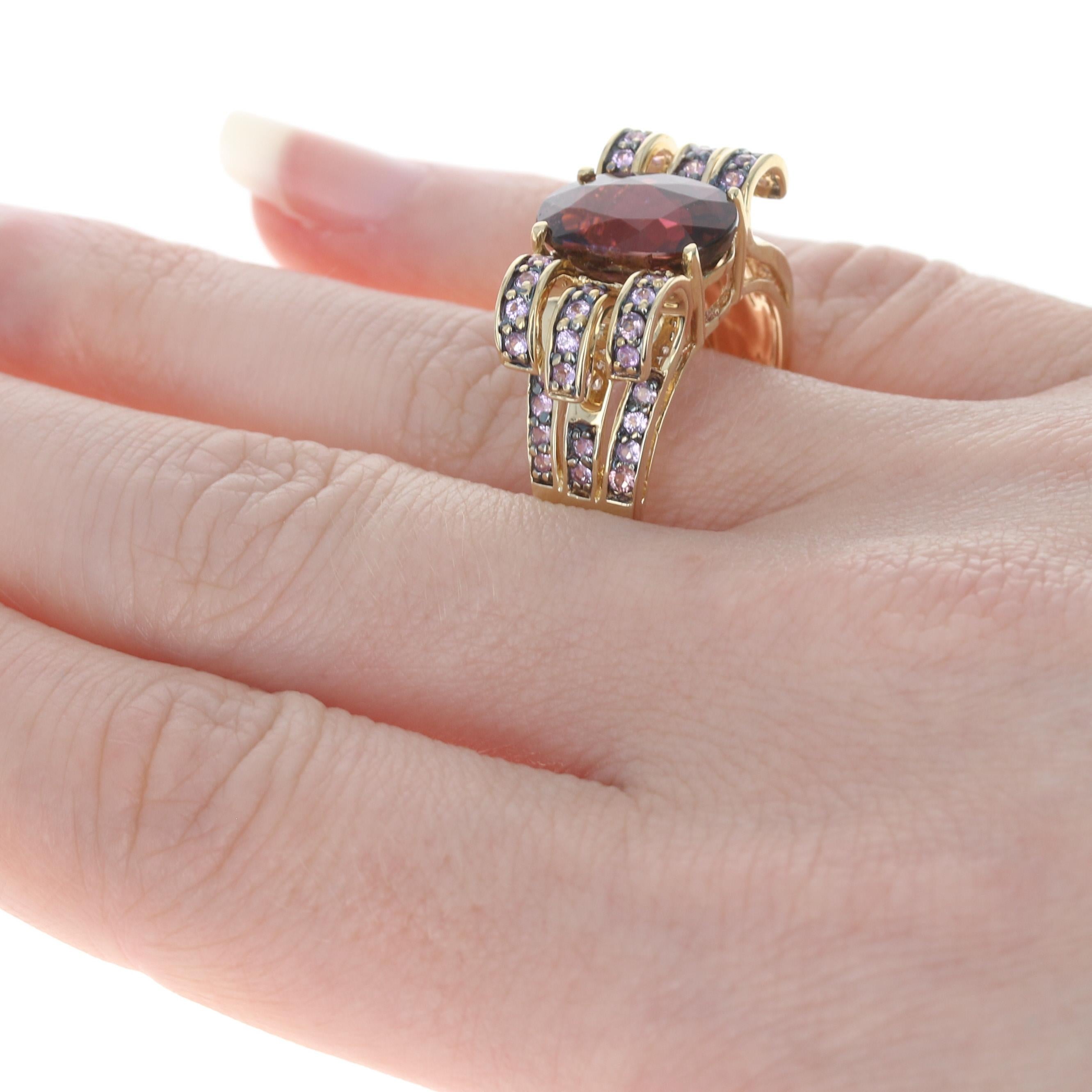 Le Vian Rubellite Tourmaline & Pink Sapphire Ring Yellow Gold, 14k Oval 6.06ctw In Excellent Condition In Greensboro, NC