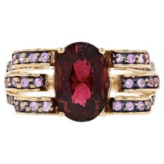 Vintage Le Vian Rubellite Tourmaline & Pink Sapphire Ring Yellow Gold, 14k Oval 6.06ctw