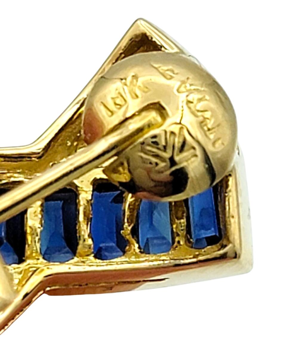 Le Vian Sapphire and Diamond 'X' Omega Back Earrings in 18 Karat Yellow Gold For Sale 1