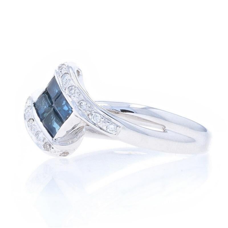 Round Cut Le Vian Sapphire & Diamond Cluster Bypass Ring White Gold 18k Rectangular1.62ctw For Sale