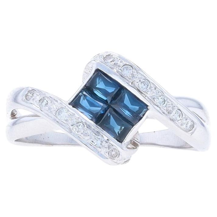 Le Vian Sapphire & Diamond Cluster Bypass Ring White Gold 18k Rectangular1.62ctw For Sale