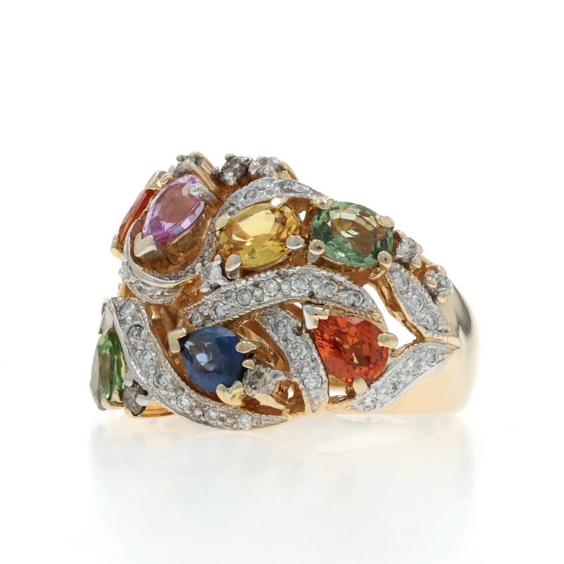 Le Vian Anello Cocktail con Zaffiro e Diamante in Oro Giallo 14k Pera 3,60ctw 6 1/4 In condizioni ottime in vendita a Greensboro, NC