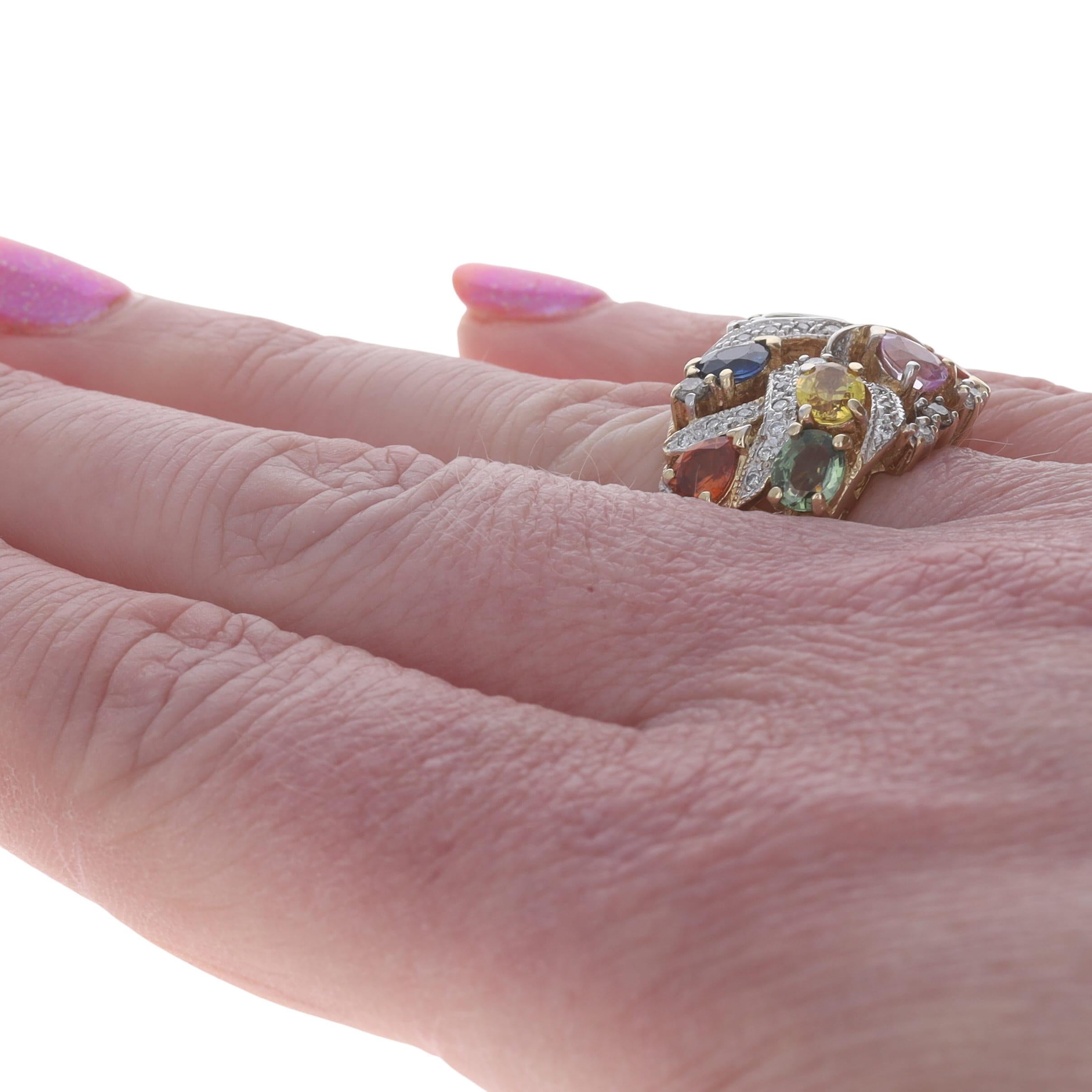 Donna Le Vian Anello Cocktail con Zaffiro e Diamante in Oro Giallo 14k Pera 3,60ctw 6 1/4 in vendita