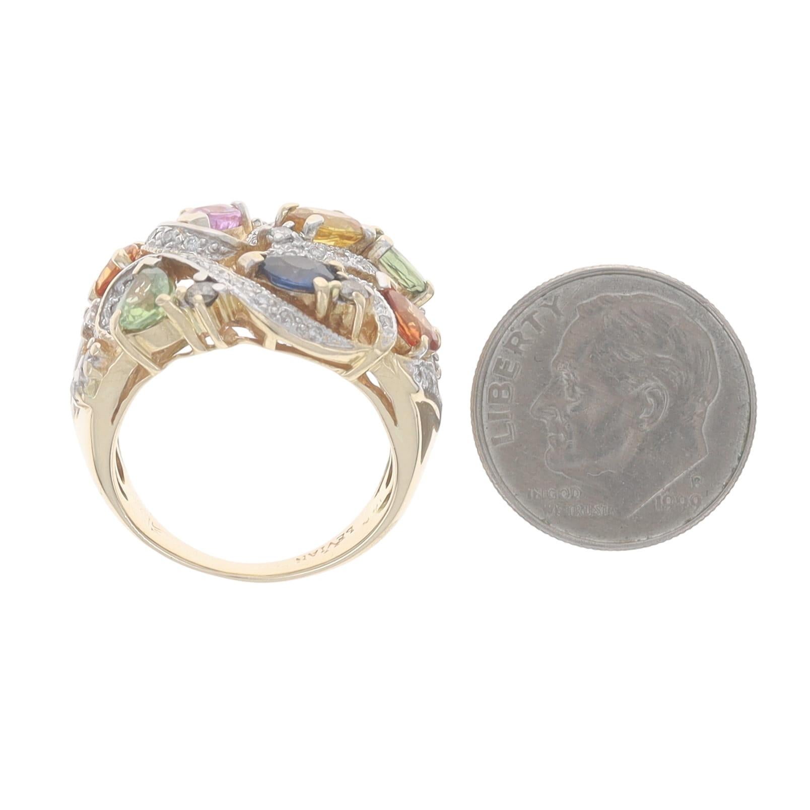 Le Vian Anello Cocktail con Zaffiro e Diamante in Oro Giallo 14k Pera 3,60ctw 6 1/4 in vendita 1