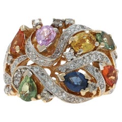 Le Vian Sapphire Diamond Cluster Cocktail Ring YellowGold 14k Pear 3.60ctw 6 1/4
