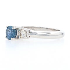 Le Vian Sapphire and Diamond Ring White Gold, 18 Karat Gold Round 1.42 Carat