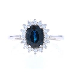 L:e Vian Sapphire & Diamond Halo Ring - White Gold 14k Oval 1.92ctw