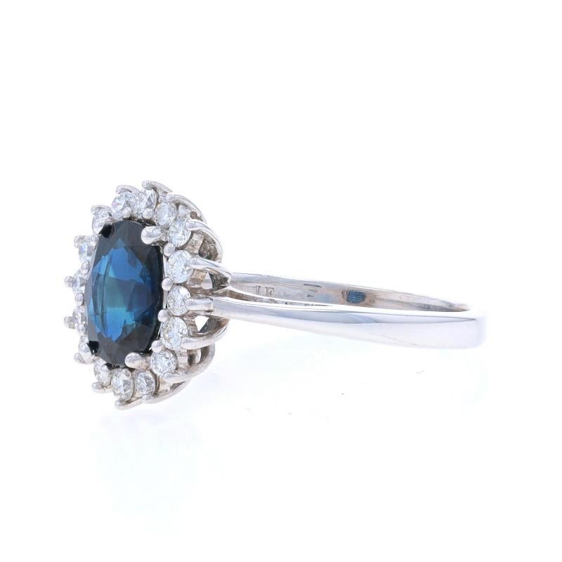 L:e Vian Sapphire & Diamond Halo Ring - White Gold 14k Oval 1.92ctw In Excellent Condition For Sale In Greensboro, NC
