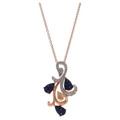 Collana con diamanti e zaffiri Le Vane 18" - Oro rosa 14k Rnd .30ctw Teardrop Swirls