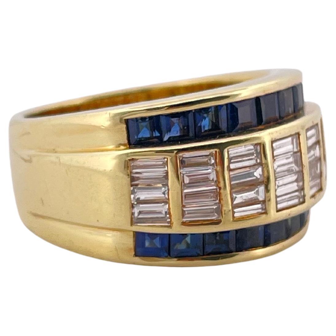 Anillo de oro amarillo de 18 quilates con zafiro y diamantes H-I SI1-SI2 Le Vian Contemporáneo en venta
