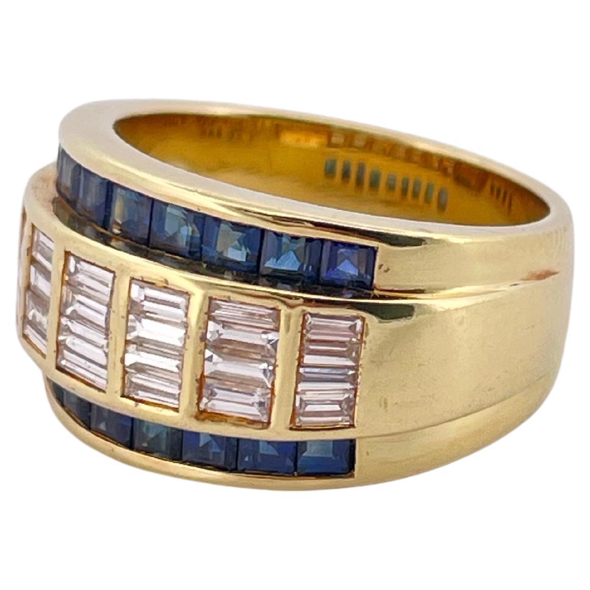 Anillo de oro amarillo de 18 quilates con zafiro y diamantes H-I SI1-SI2 Le Vian en Bueno estado para la venta en Sewickley, PA