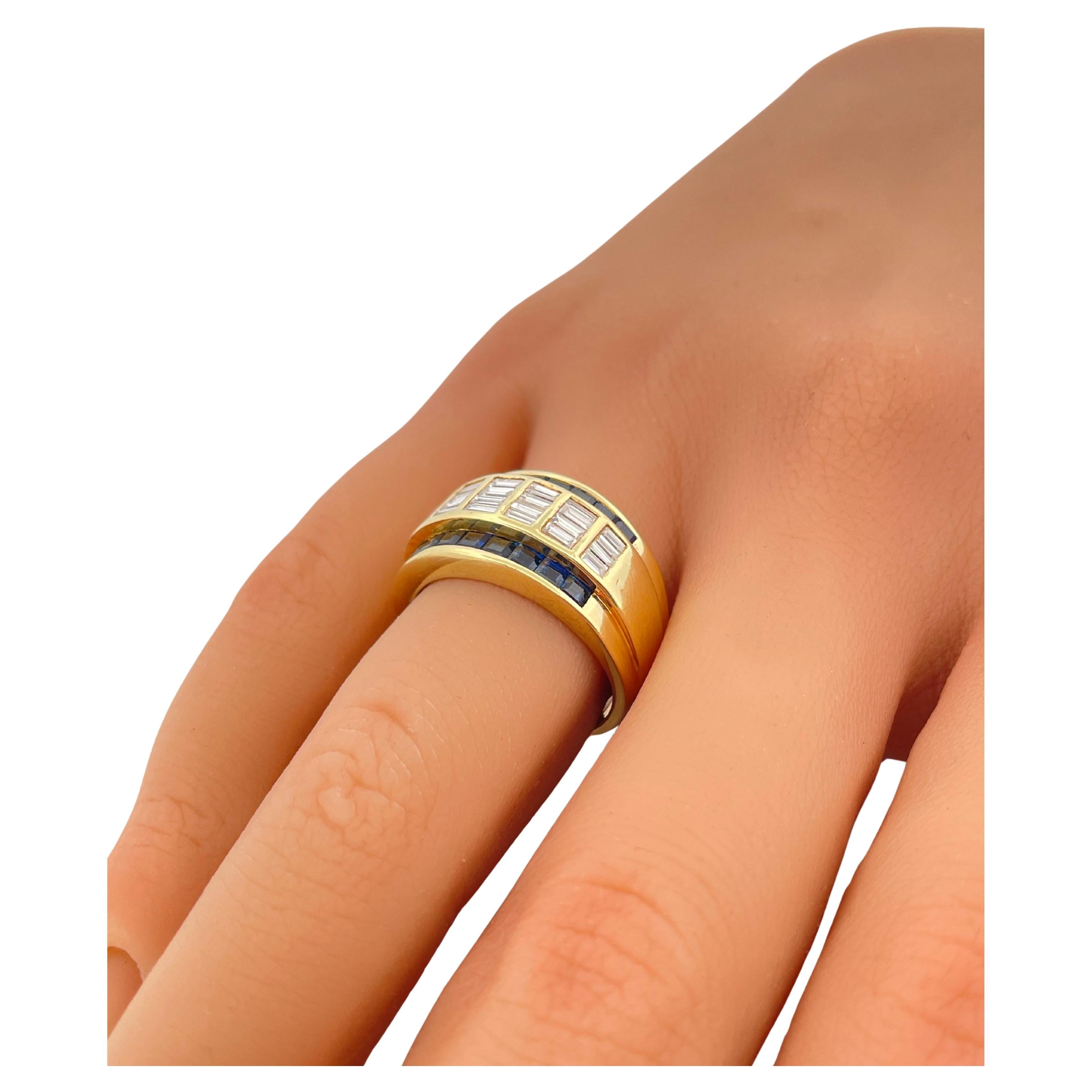 Femenino o masculino Anillo de oro amarillo de 18 quilates con zafiro y diamantes H-I SI1-SI2 Le Vian en venta