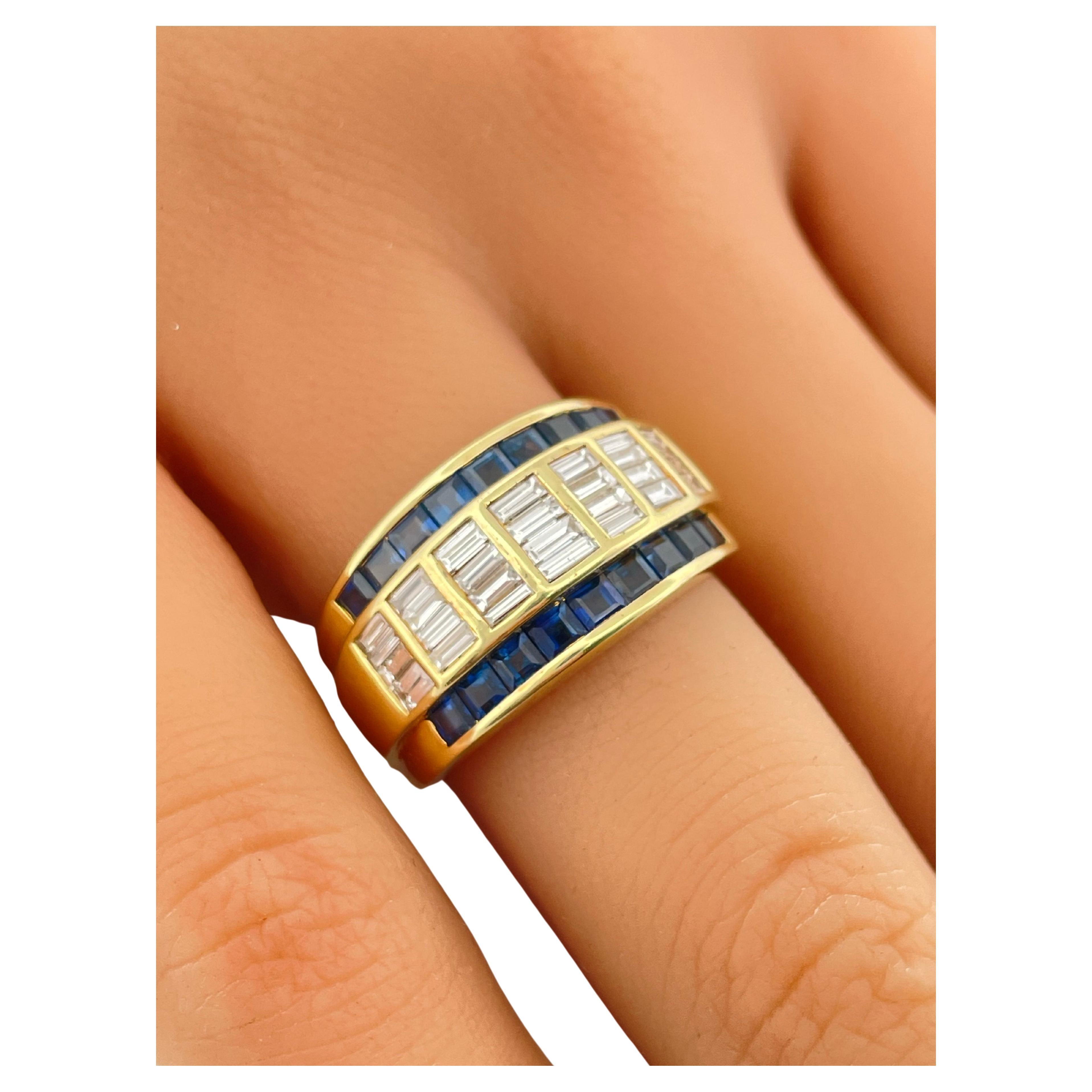 Anillo de oro amarillo de 18 quilates con zafiro y diamantes H-I SI1-SI2 Le Vian en venta 2