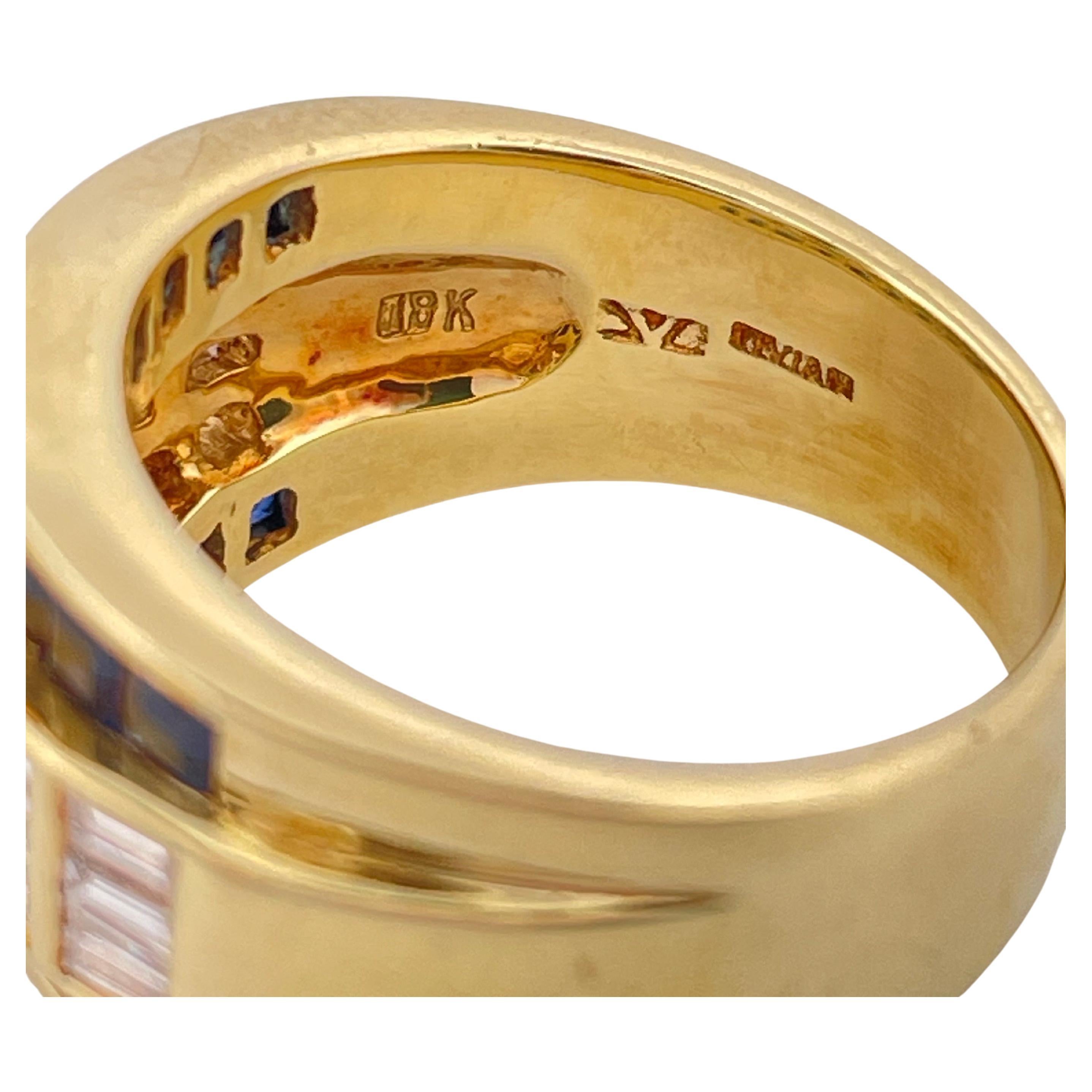 Anillo de oro amarillo de 18 quilates con zafiro y diamantes H-I SI1-SI2 Le Vian en venta 3
