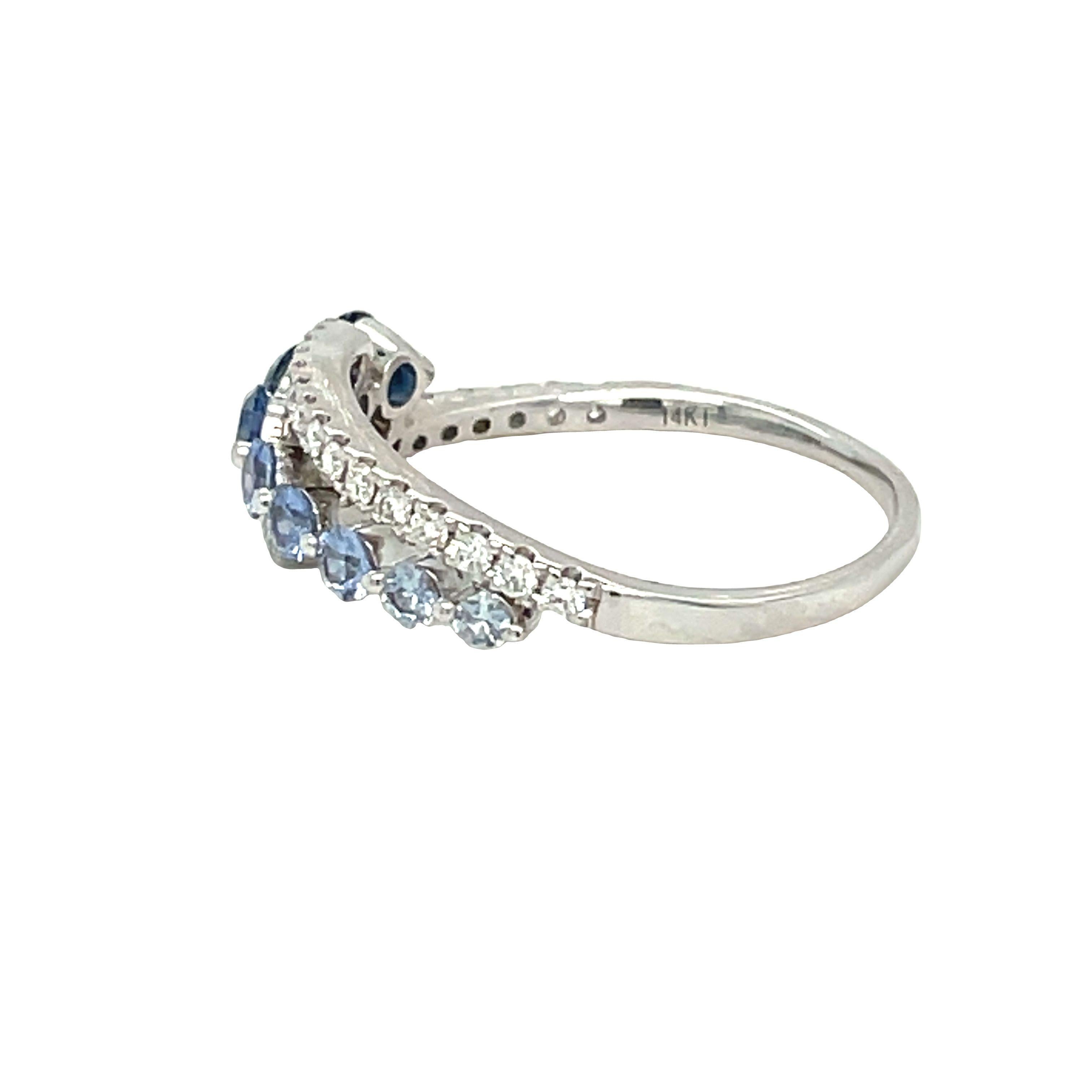 Contemporary Le Vian Sapphire Ombré Ring Diamonds 14k White Gold
