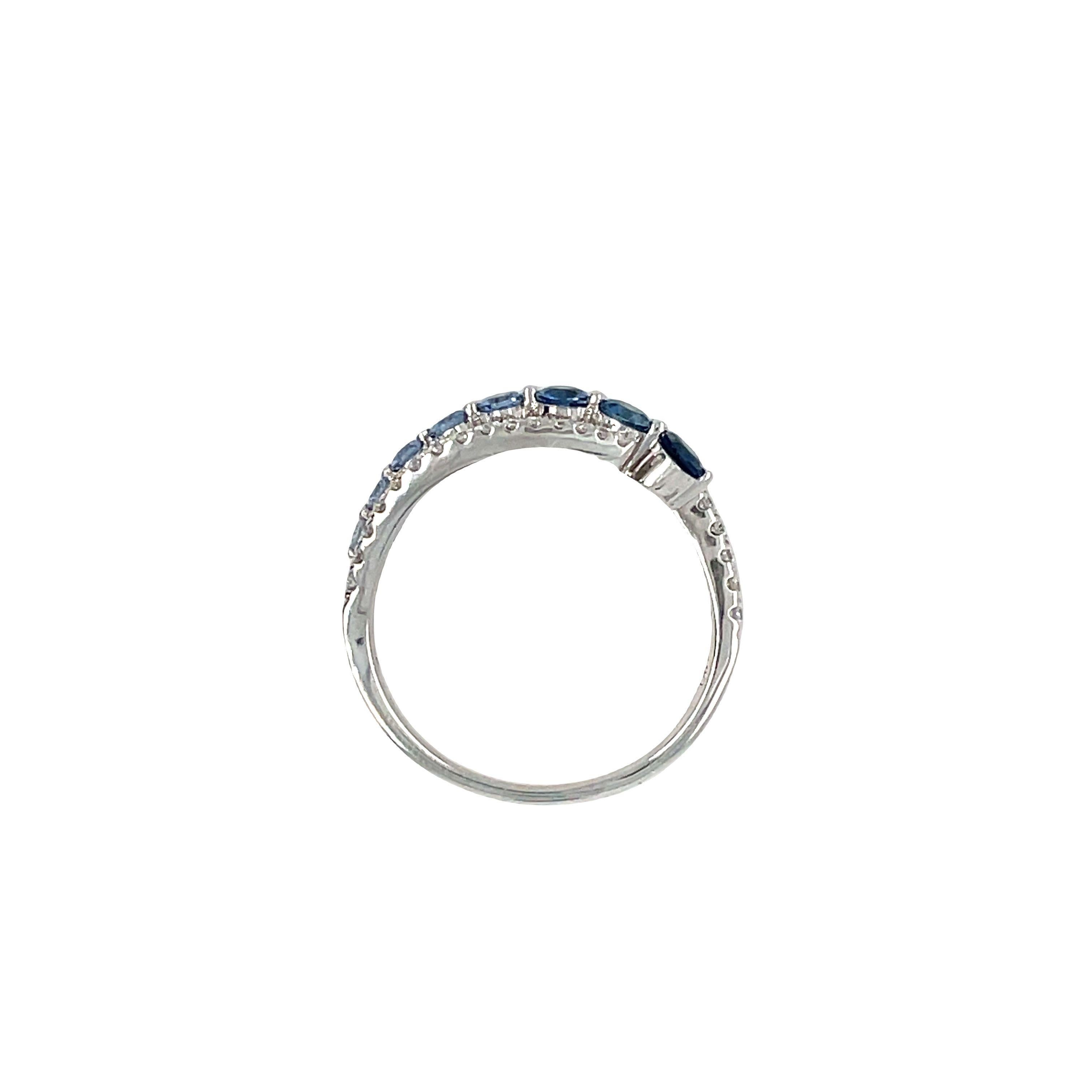 Round Cut Le Vian Sapphire Ombré Ring Diamonds 14k White Gold