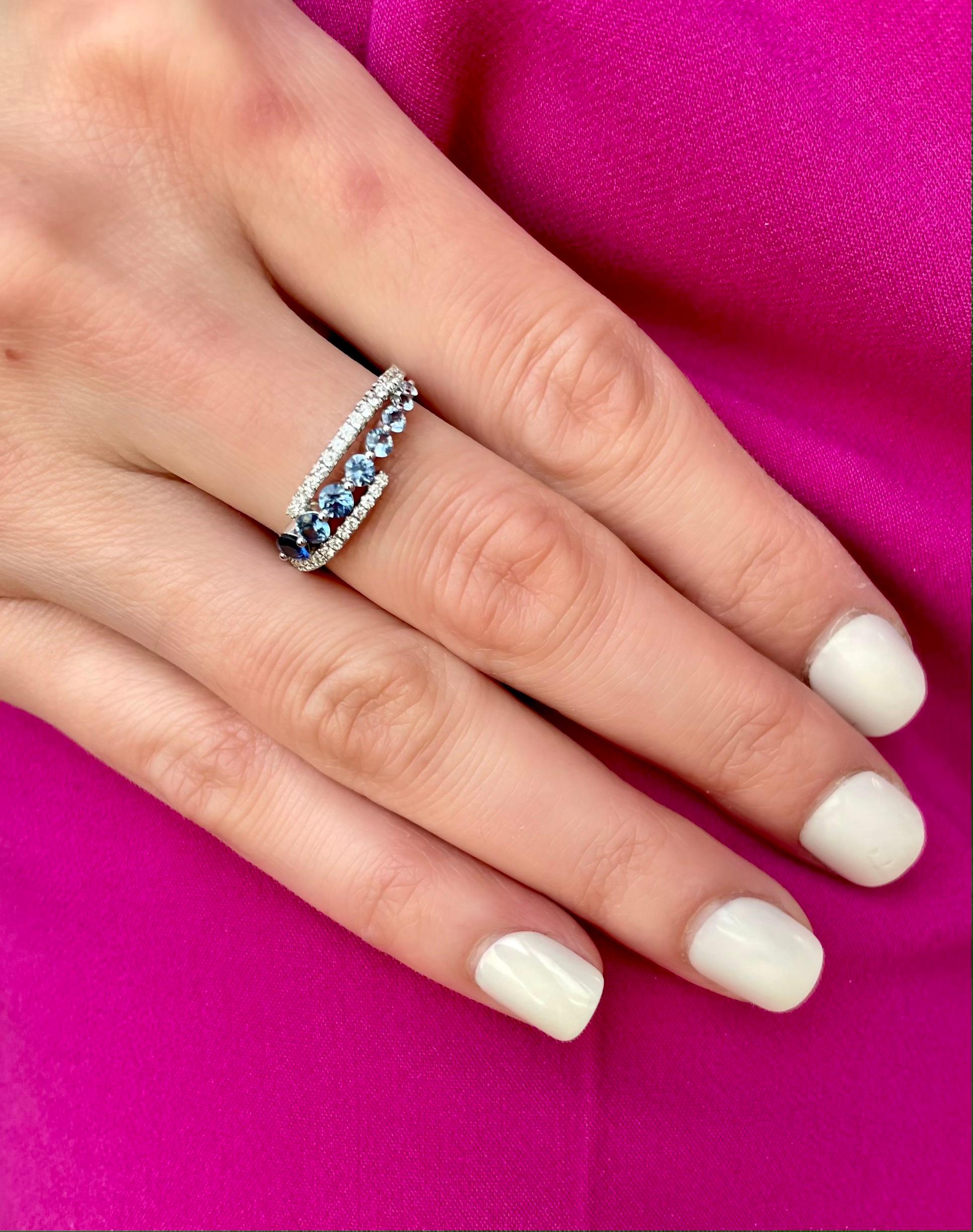 Women's Le Vian Sapphire Ombré Ring Diamonds 14k White Gold