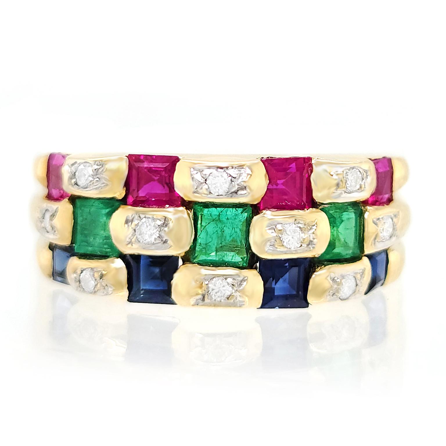 Le Vian Sapphire Ruby Emerald and Diamond set Ring 3