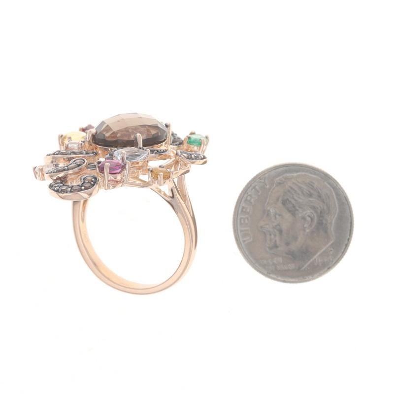 Women's Le Vian Smoky Quartz Citrine Garnet Topaz Emerald Ring - Rose Gold 14k 6.85ctw For Sale